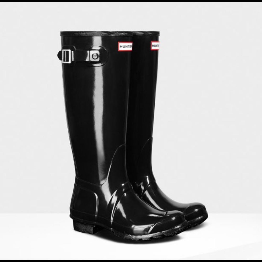 Original Tall Gloss Hunter Rain Boots - Black